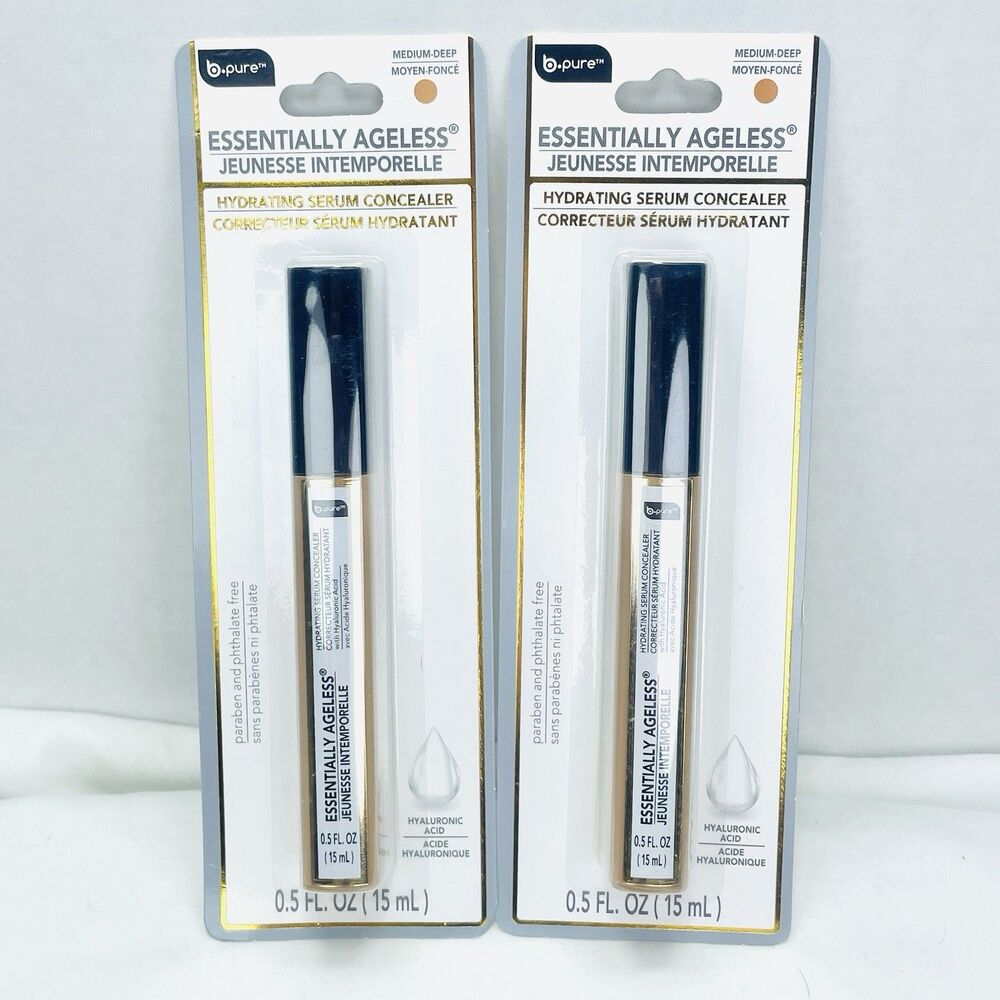 2 Pack B-Pure ESSENTIALLY AGELESS Hydrating Serum Concealer MEDIUM DEEP New